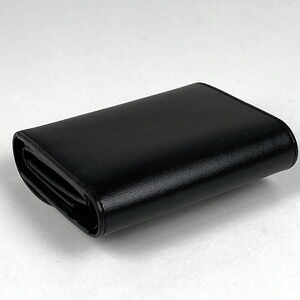 Celine Wallet fold Black Triomphe Leather Tri